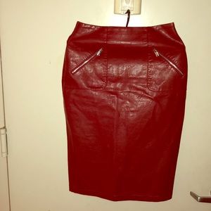 Red Faux Leather Pencil Skirt! Very Stylish!